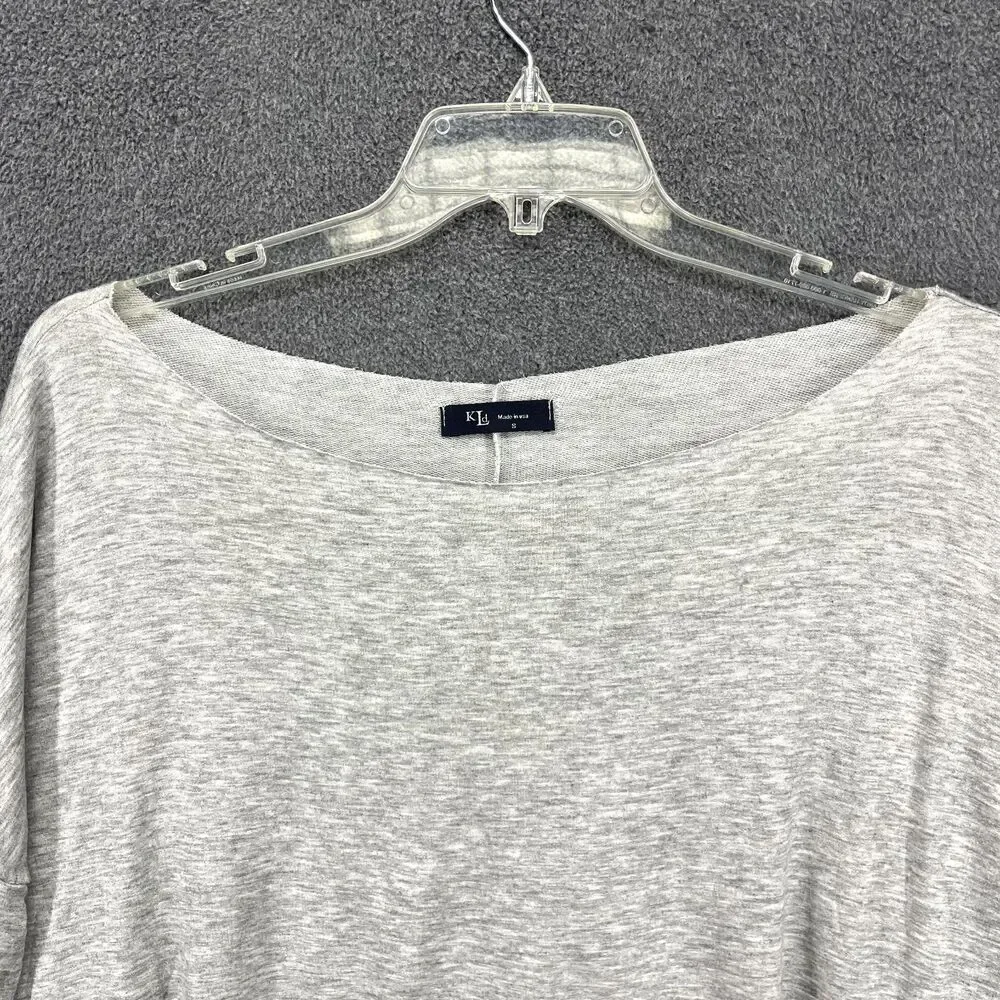 KLD Sweater Womens Small Gray Tunic Boxy Oversized raw hem‎ dolman sleeve